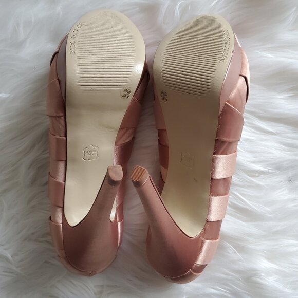 BCBGMAXAZRIA Pink Satin Peep Toe Pumps SZ 8.5 - Picture 9 of 14